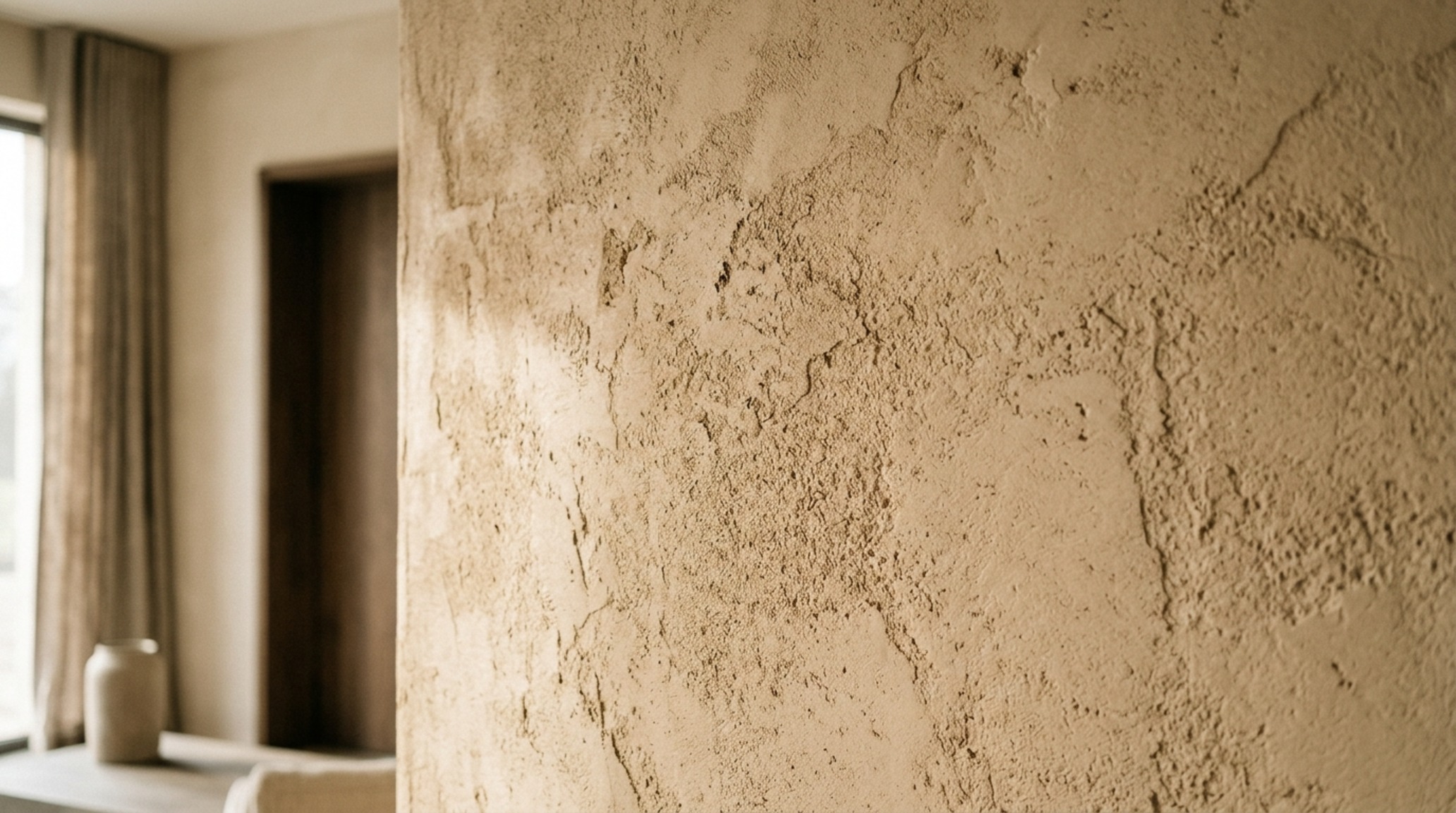 luxury open floor plan homes textures showing a close-up of Roman clay wall finishes interacting with grazing light from a hidden LED cove luxury open floor plan homes textures showing a close-up of Roman clay wall finishes interacting with grazing light from a hidden LED cove