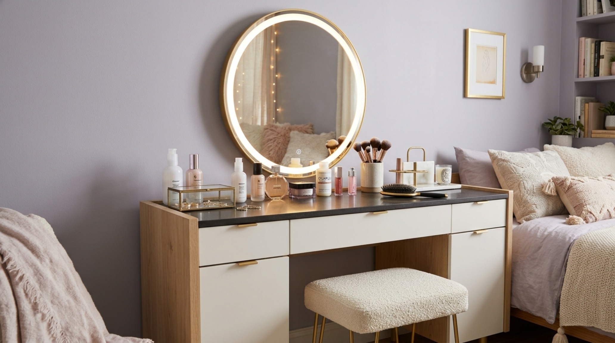 teenage girl paint bedroom ideas lighting guide demonstrating the transition from daylight to 3000K task lighting at a vanity station