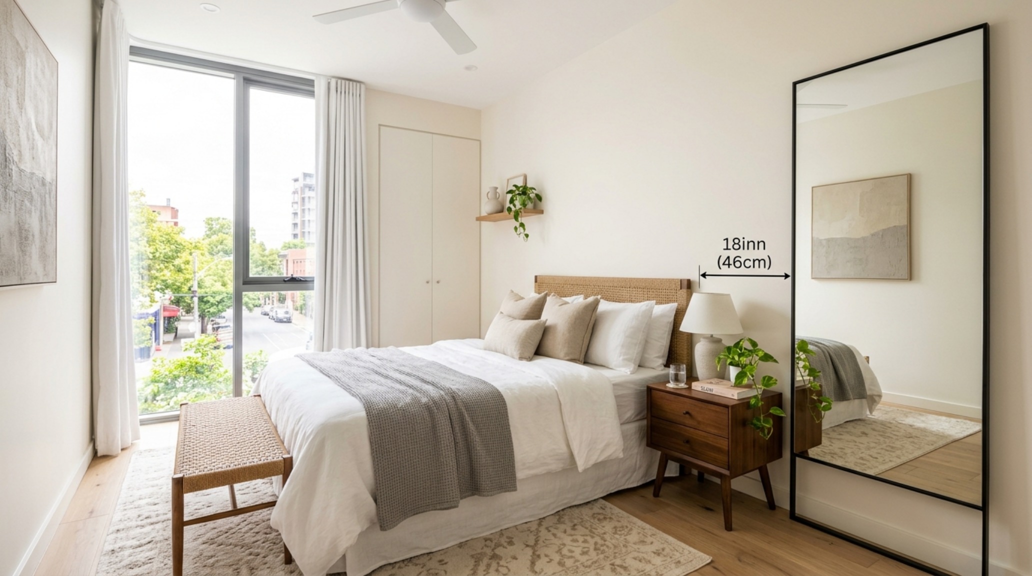 small space teenage girl paint bedroom ideas with mirrors and light-reflective paint to enhance a compact layout and 18-inch reach zones