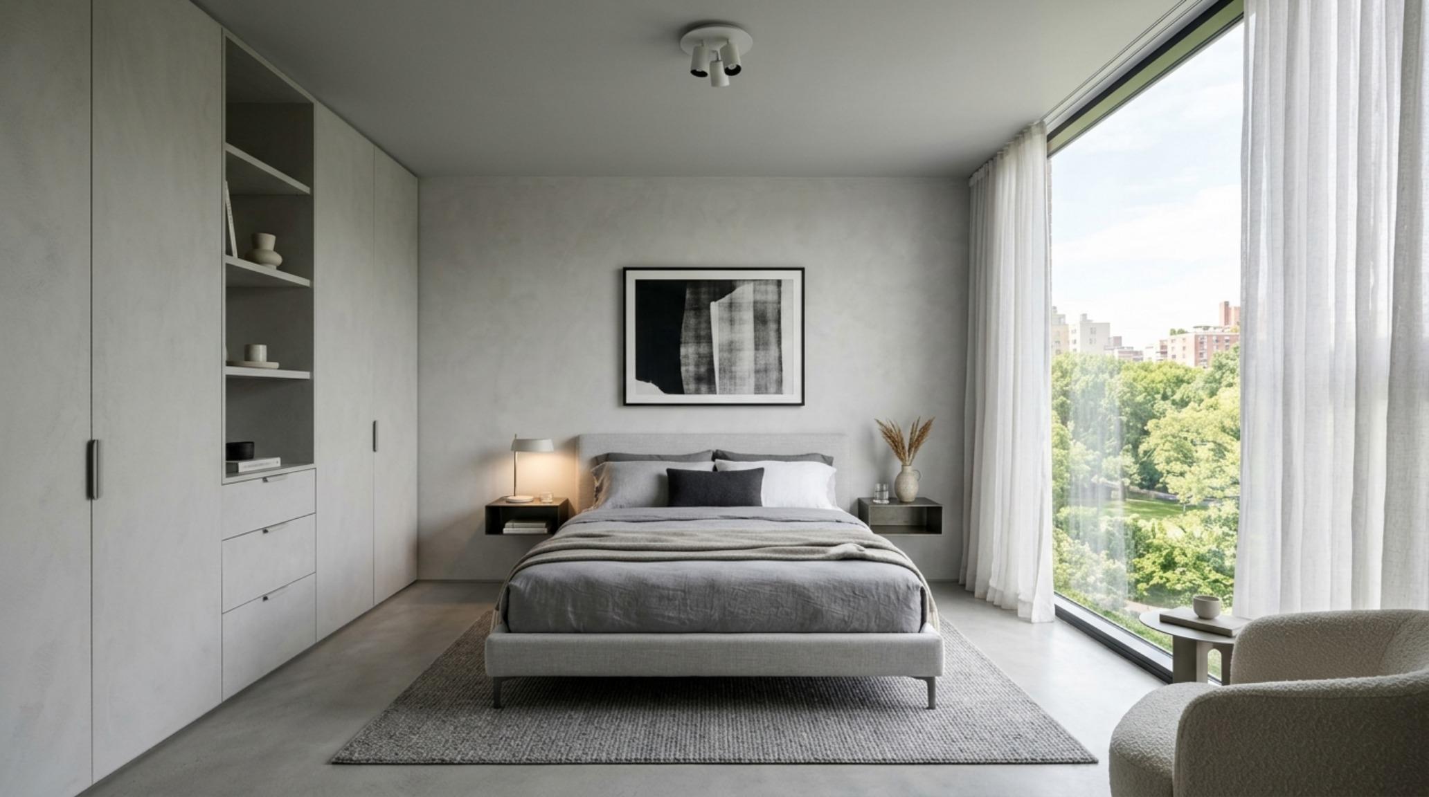 small space teenage girl paint bedroom ideas using a monochromatic color palette and custom built-in storage to maximize visual volume