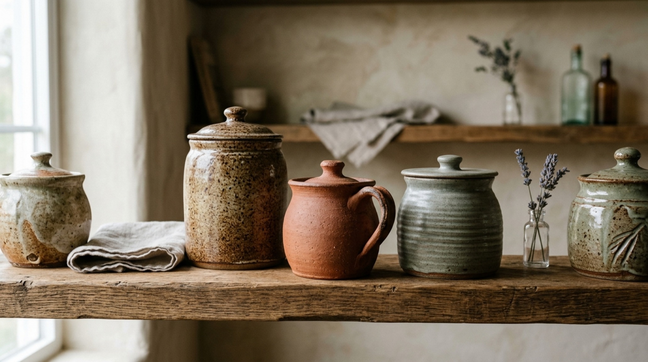 High-CRI lighting reflecting off artisanal ceramic storage containers, showcasing the sophisticated color rendering in a modern pantry design.