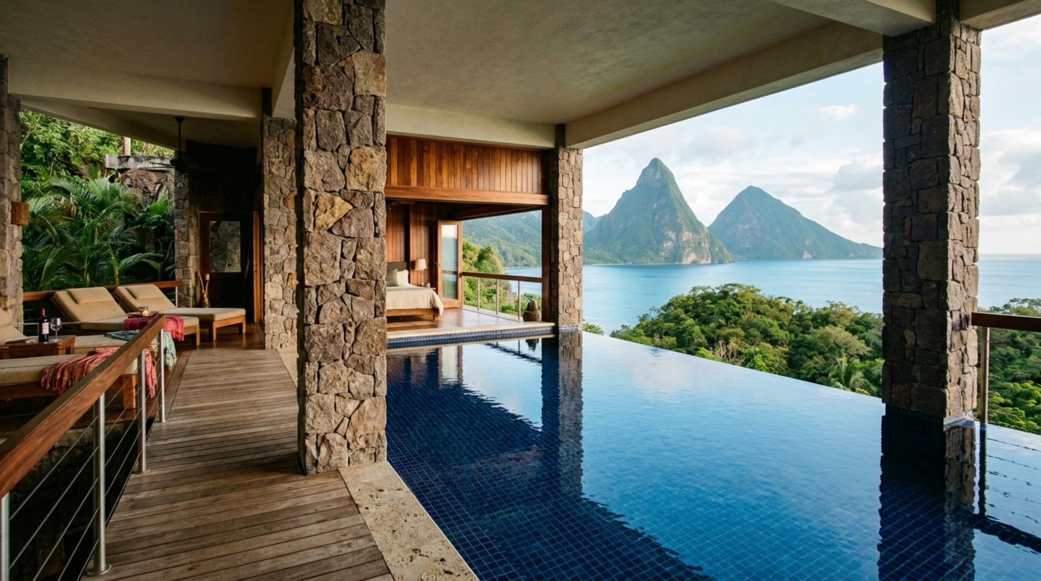 jade mountain sanctuaries featuring organic stone-clad columns and a zero-edge infinity pool reflecting the Pitons with 48-inch walkway clearances jade mountain sanctuaries featuring organic stone-clad columns and a zero-edge infinity pool reflecting the Pitons with 48-inch walkway clearances