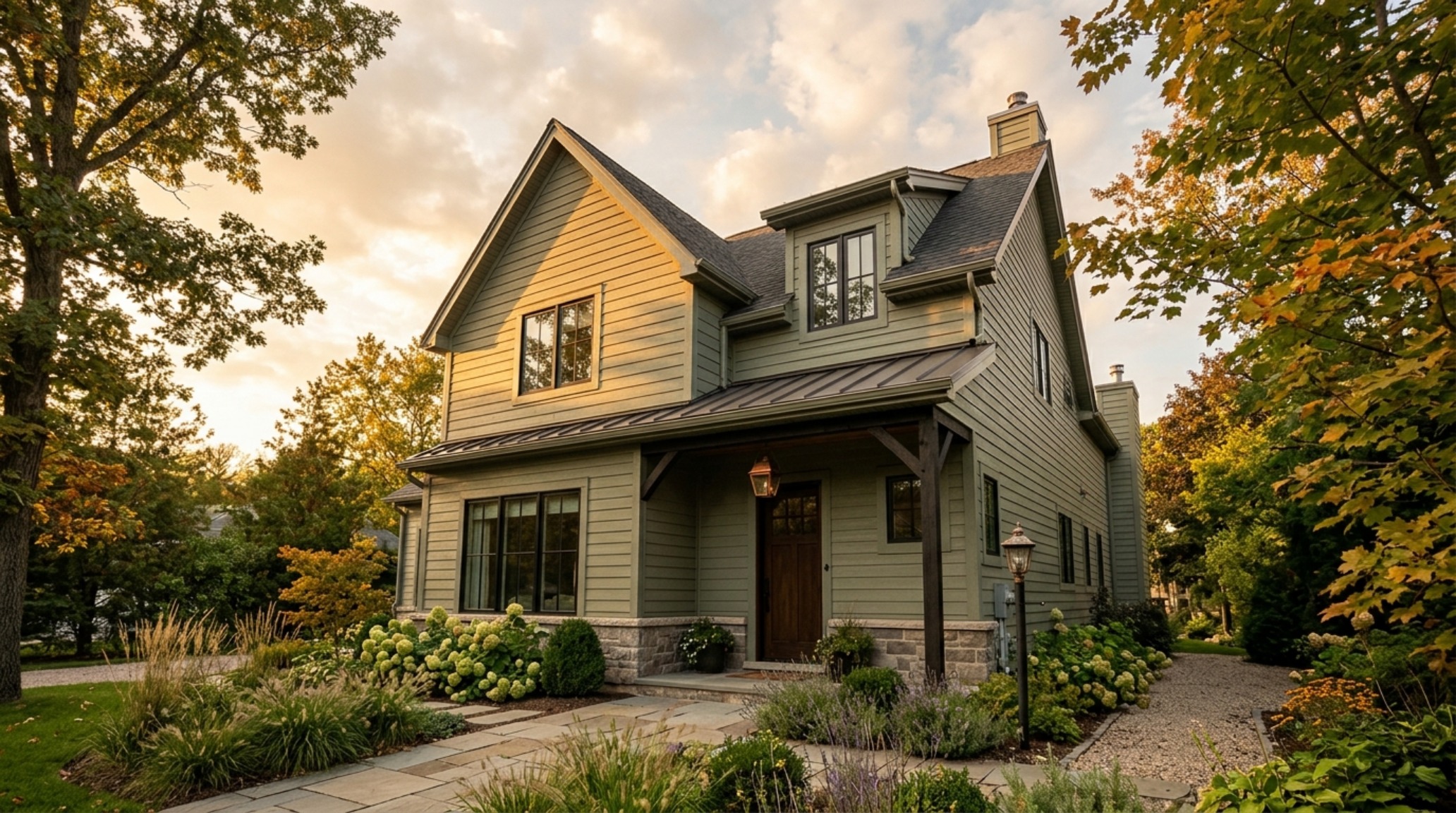 A vertical architectural shot capturing the spatial cadence of horizontal vinyl siding painted in a custom satin sage green, providing a sophisticated backdrop for a modern entryway. A vertical architectural shot capturing the spatial cadence of horizontal vinyl siding painted in a custom satin sage green, providing a sophisticated backdrop for a modern entryway.