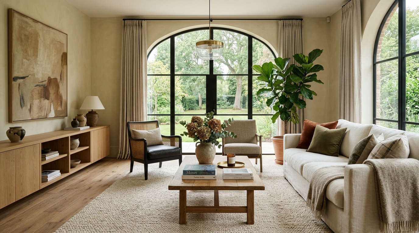 High-end interior design visual depicting small apartment balcony ideas