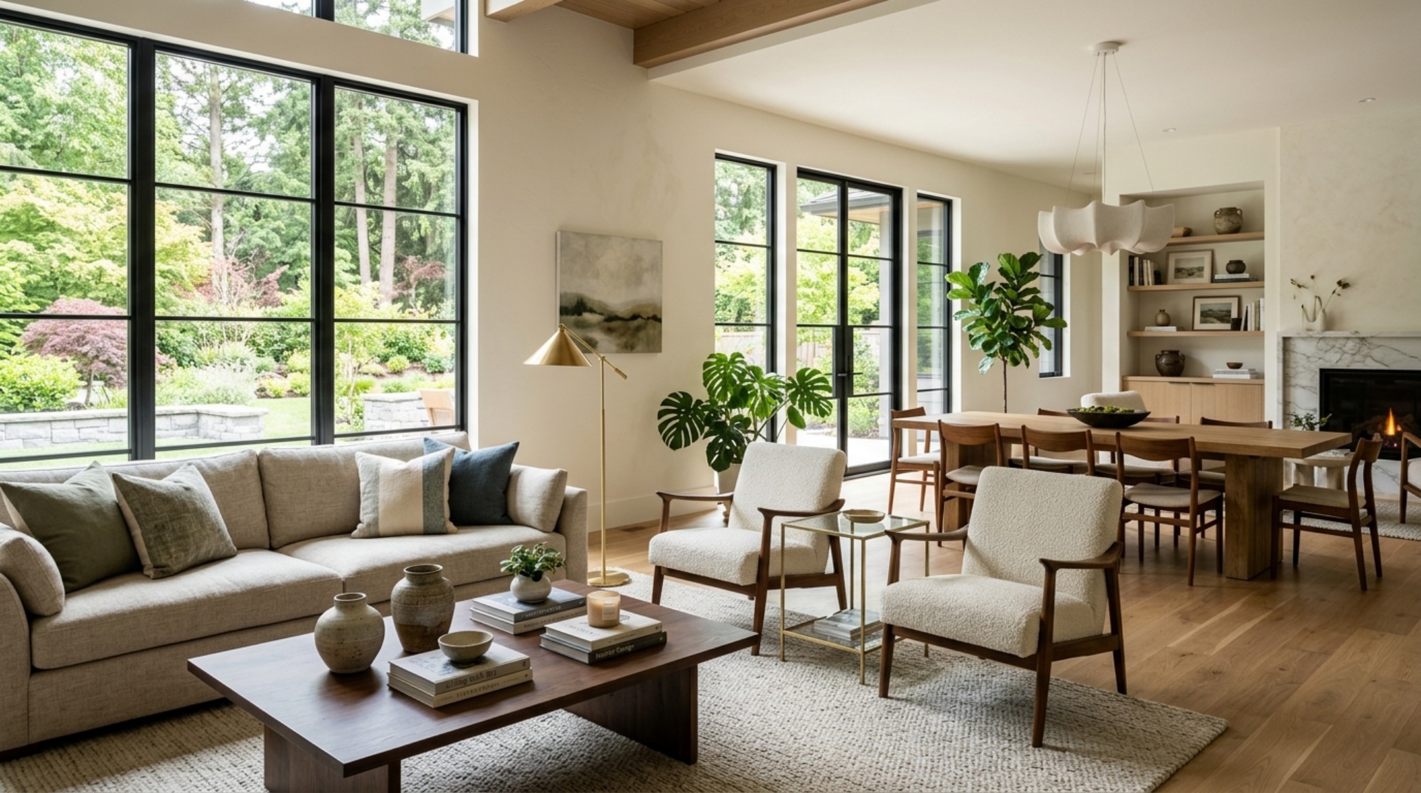 High-end interior design visual depicting mid century lights collection decor ideas