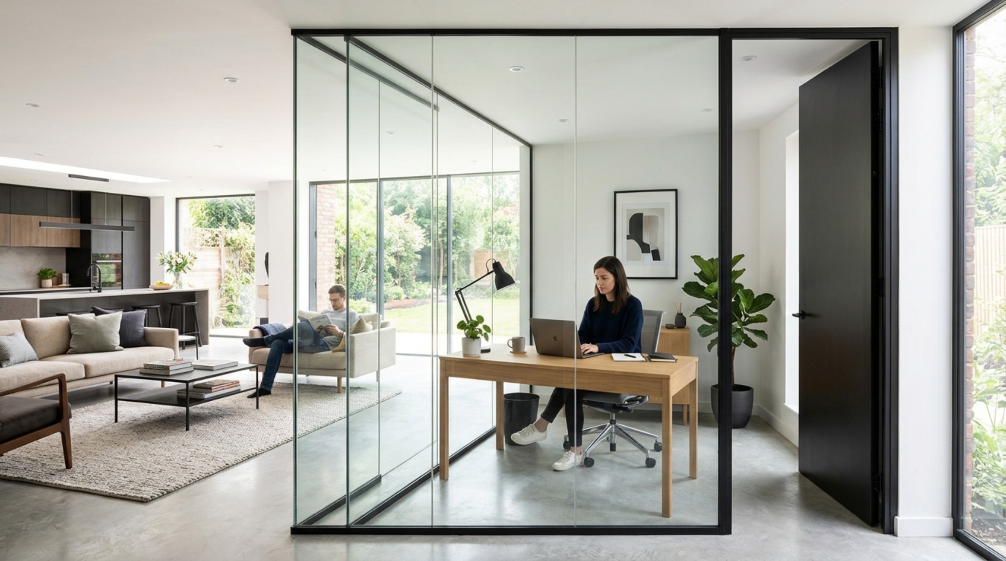 small space virtual house planner with a glass-enclosed home office nook that maintains sightlines while providing acoustic privacy small space virtual house planner with a glass-enclosed home office nook that maintains sightlines while providing acoustic privacy