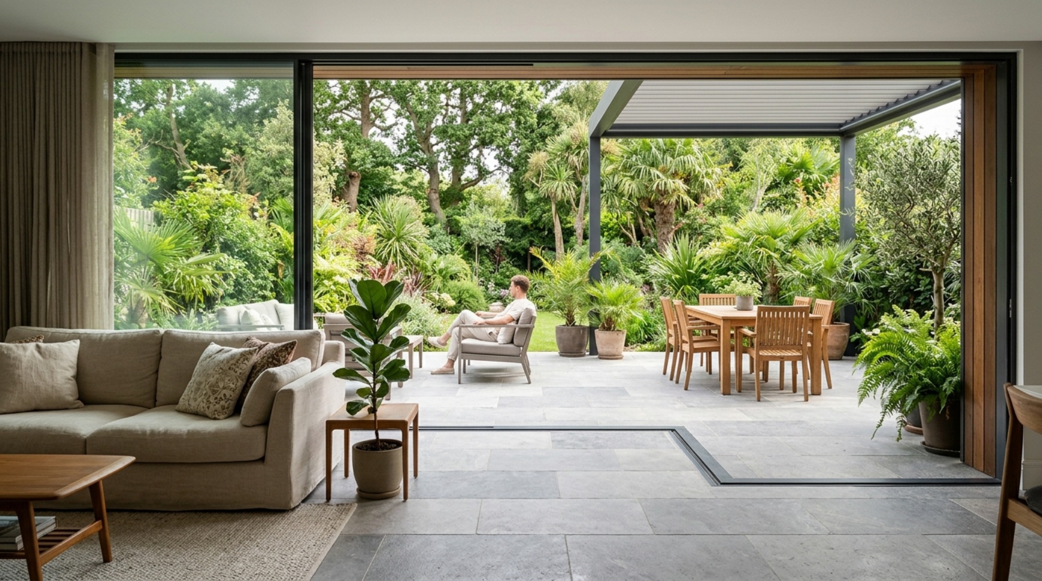 modern virtual house planner ideas highlighting a seamless indoor-outdoor flow with flush-mounted sliding door tracks and matching stone flooring modern virtual house planner ideas highlighting a seamless indoor-outdoor flow with flush-mounted sliding door tracks and matching stone flooring