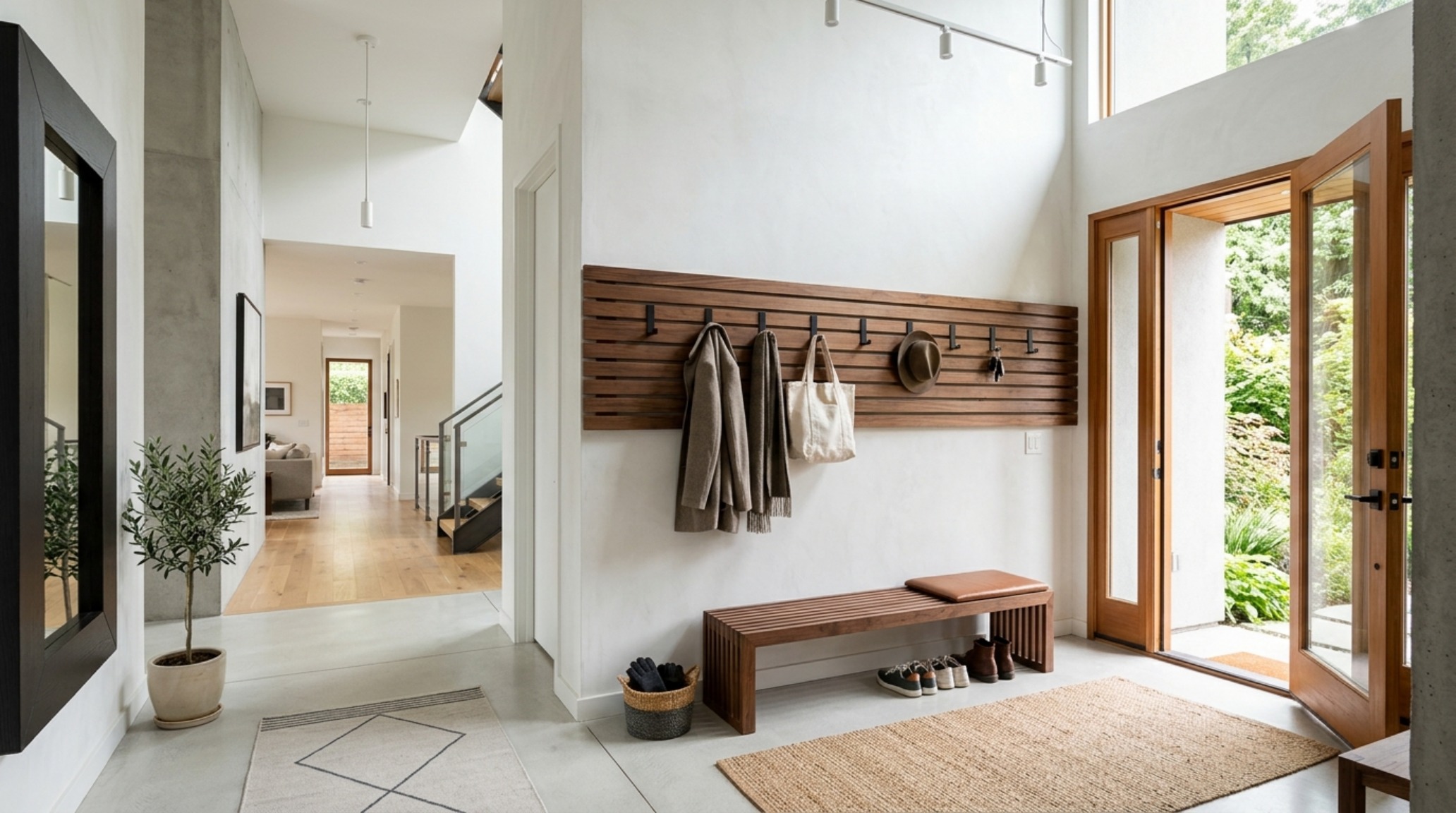 modern wall mounted coat rack plans ideas with integrated mirror and a lower bench for a cohesive architectural entryway vignette modern wall mounted coat rack plans ideas with integrated mirror and a lower bench for a cohesive architectural entryway vignette