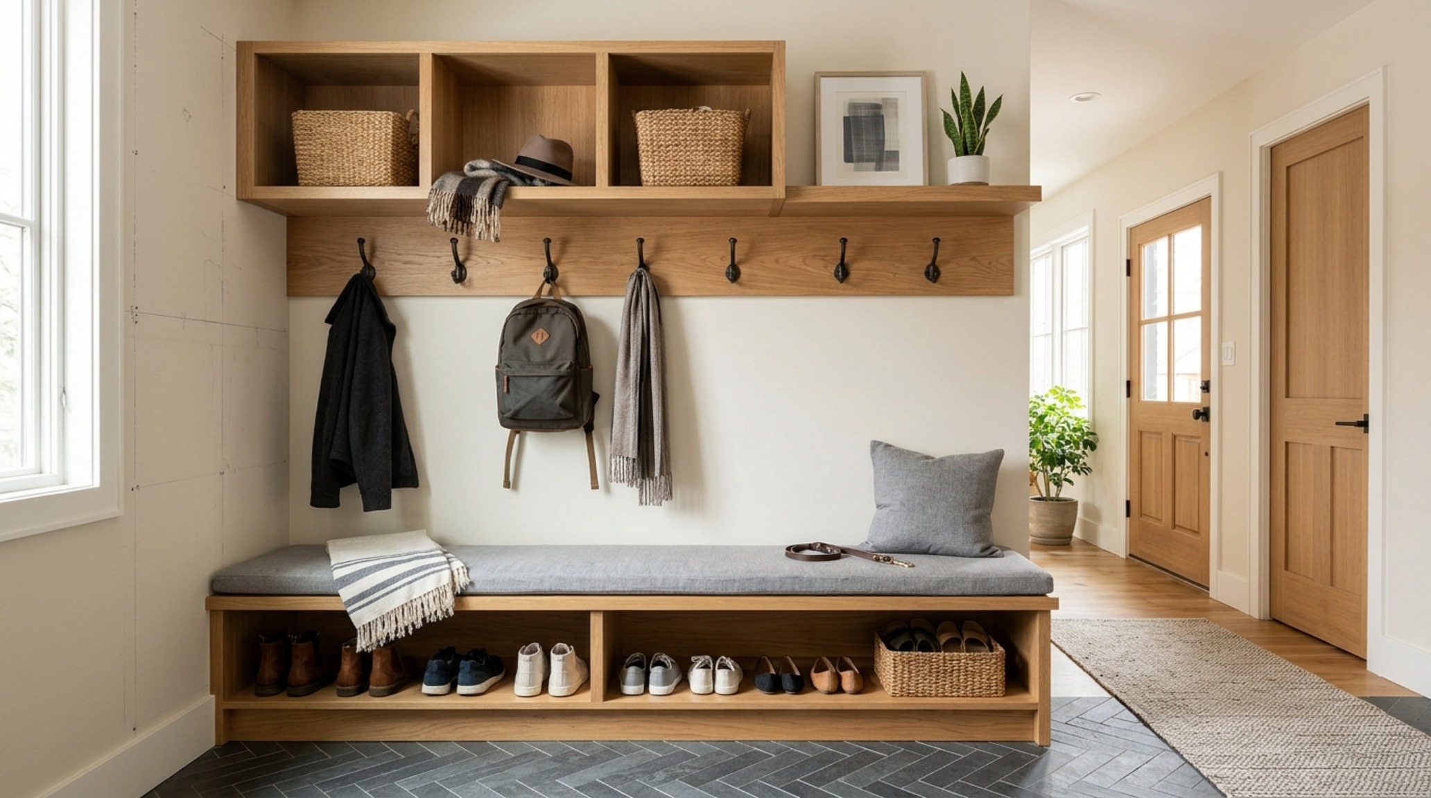 modern wall mounted coat rack plans ideas for a mudroom with open cubbies and matching floor-to-ceiling cabinetry modern wall mounted coat rack plans ideas for a mudroom with open cubbies and matching floor-to-ceiling cabinetry