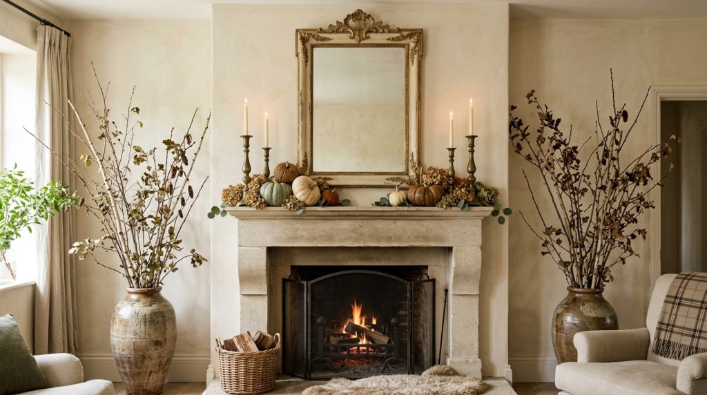 Autumn Fireplace Mantel Decor Ideas For A Warm Living Room