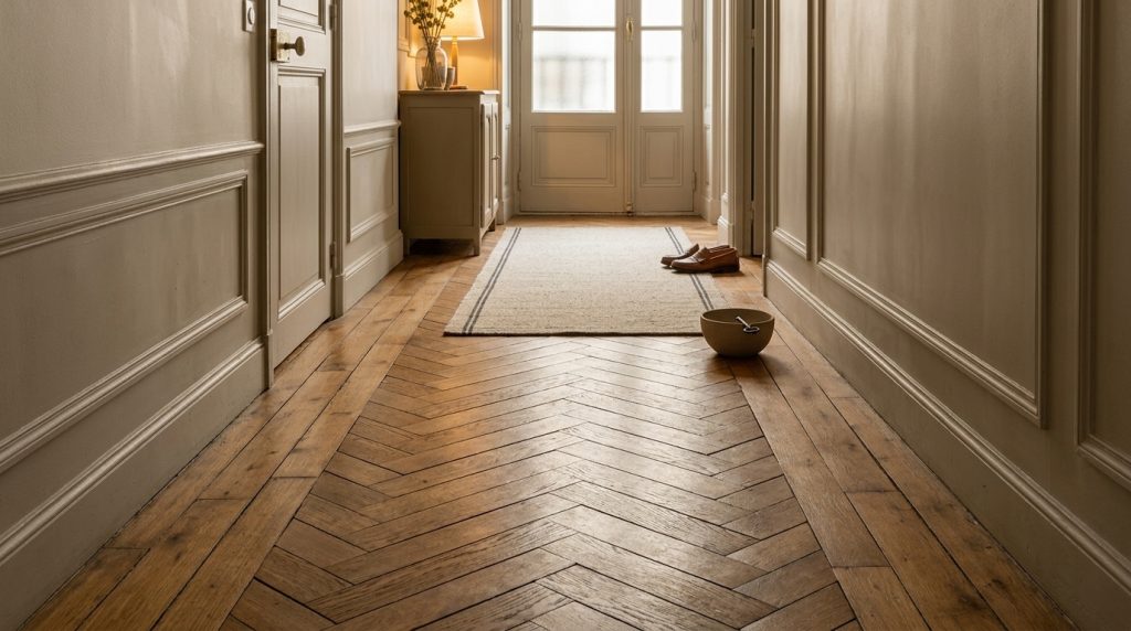 Chevron Parquet Flooring Layout Rules For Long Hallways