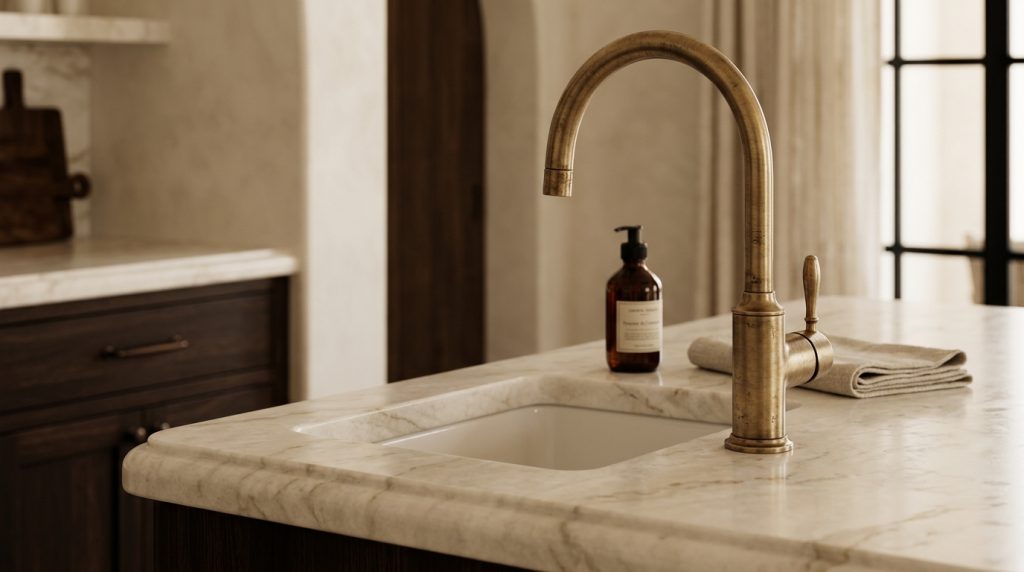 Choosing An Antique Brass Kitchen Faucet For Timeless Design