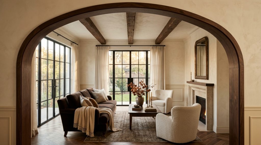Dark Wood Ceiling Beams Designing Warm Transitional Spaces