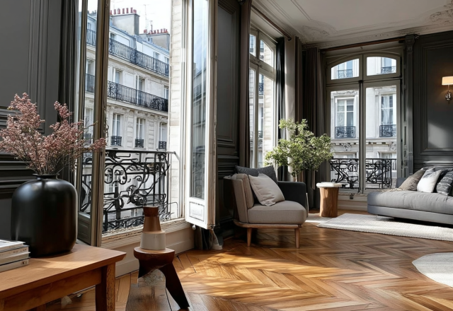 French herringbone wood floors