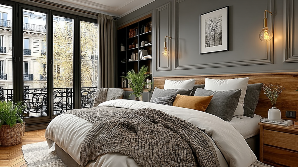 Gray Bedroom Walls Styling Dark Interiors With Warm Wood