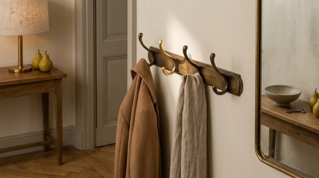 How To Style A Brass Coat Rack In Your Small Entryway