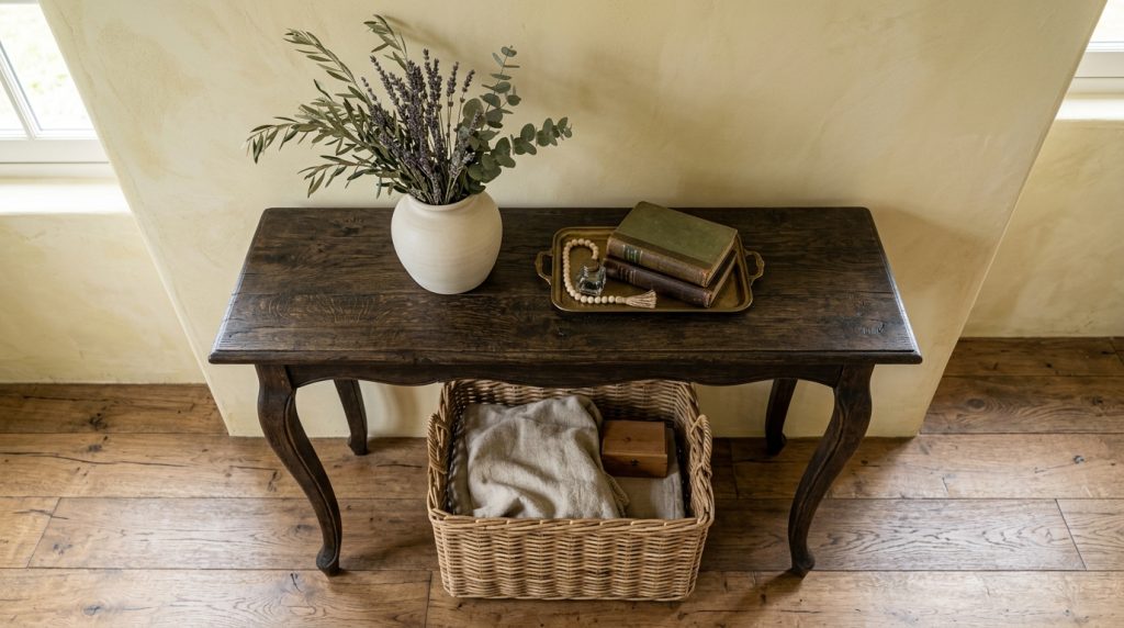 Mastering Console Table Styling With Warm Rustic Textures
