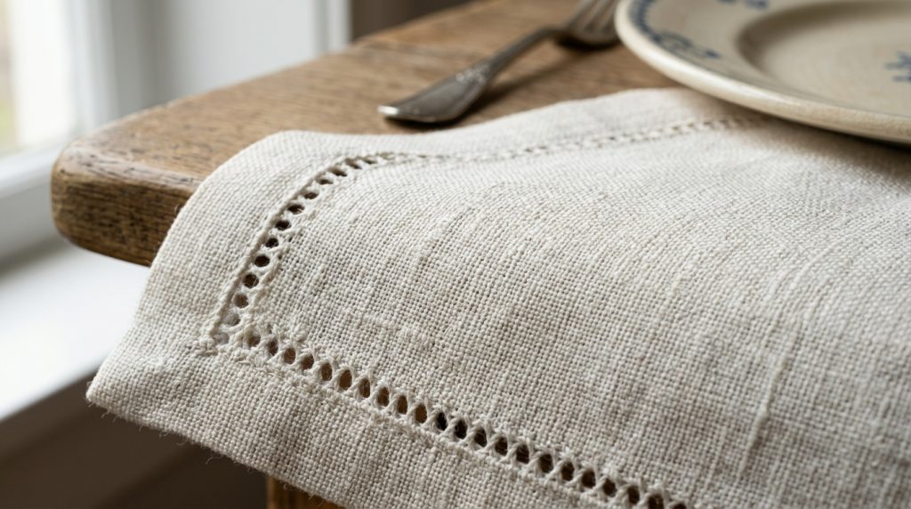 Styling A Linen Tablecloth With Hemstitch For Simple Dining