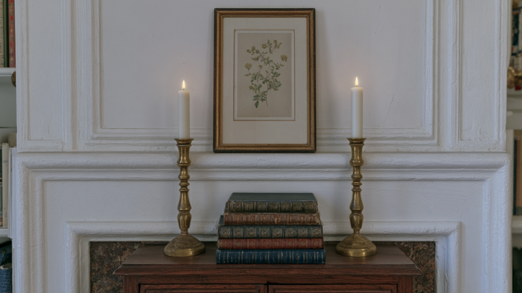 Timeless Mantel Decor Ideas Using Vintage Books And Candles
