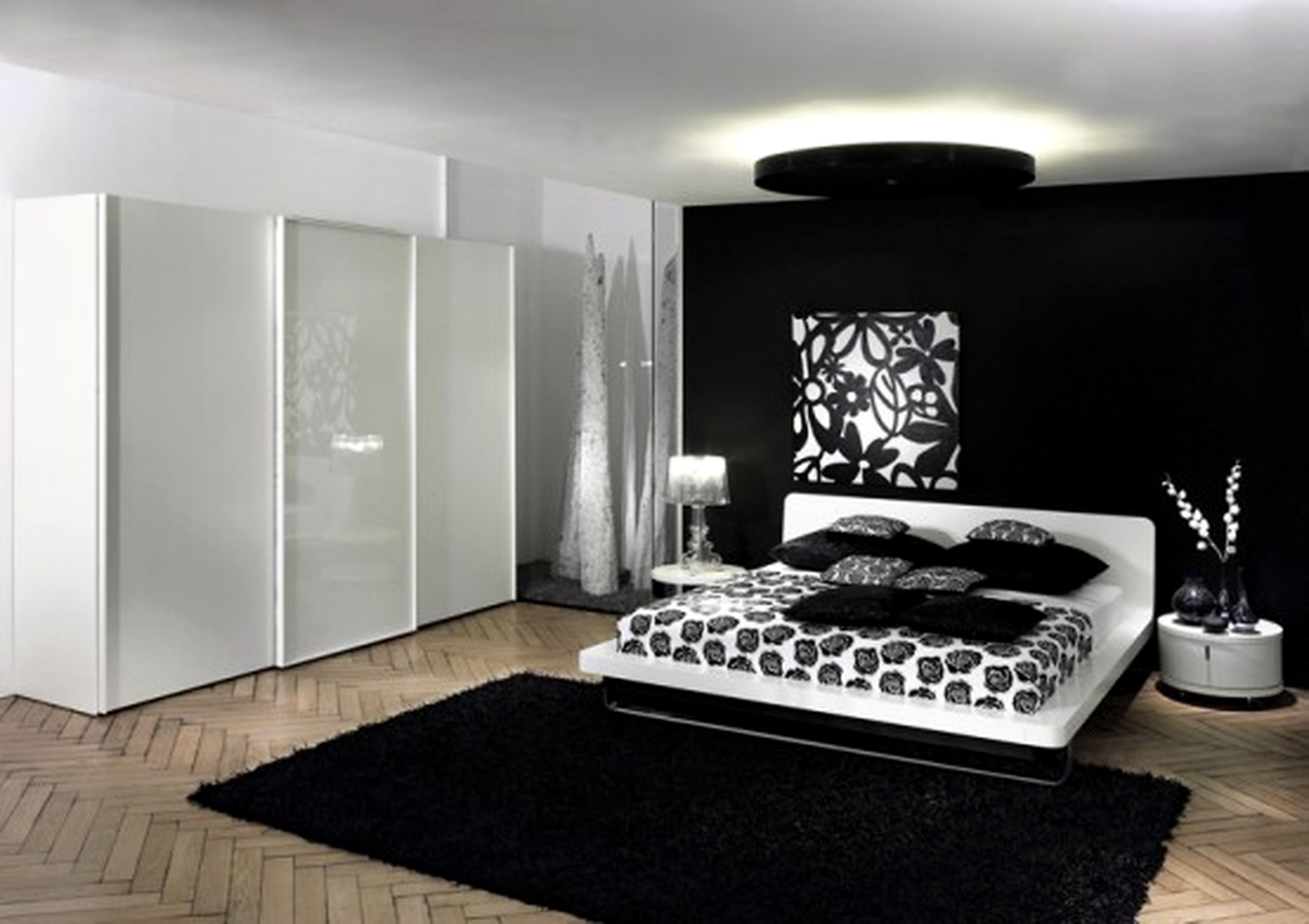 Luxury bedroom design with modern style: Bedroom Color Palette Ideas In Pink And Purple With Cool Ceiling Light