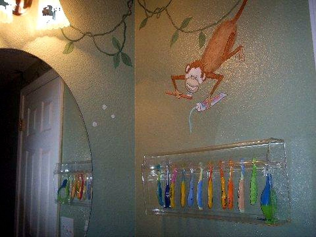 Adorable And Creative Toothbrush Place Design For Pre School Lavatory Design