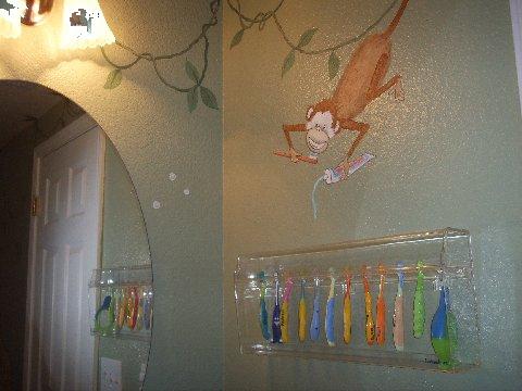 Achieving Success in Children Toilet Training by Designing Fun Bathroom: : Adorable And Creative Toothbrush Place Design For Pre School Lavatory Design