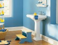 Achieving Success in Children Toilet Training by Designing Fun Bathroom: bathroom-kids-little-boys-girls-rubber-duck-yellow-blue-theme-idea-decor-inspiration-decal-shower-curtain-fun-happy-cute-inspiration