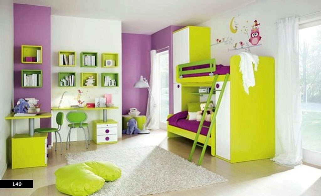 Amazing Childrens Rooms In Purlpe And Green Colors 600x367 1
