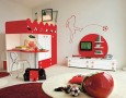 Amazing Kids Bedrooms with Colorful Color Scheme Ideas: red and white modern children bedroom