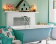 Amazing Up-to-date Bathroom Remodeling Design Idea: green tosca and soft blue bathroom design gallery with white ordinary fireplace