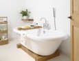 Amazing Up-to-date Bathroom Remodeling Design Idea: white natural bathroom with white bath up and calm nuance