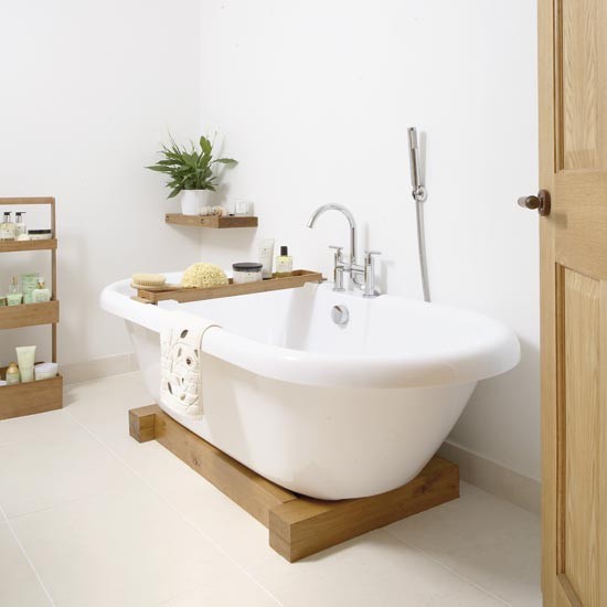  : White Natural Bathroom With White Bath Up And Calm Nuance