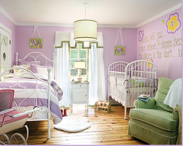 Girl baby bedroom with lilac color