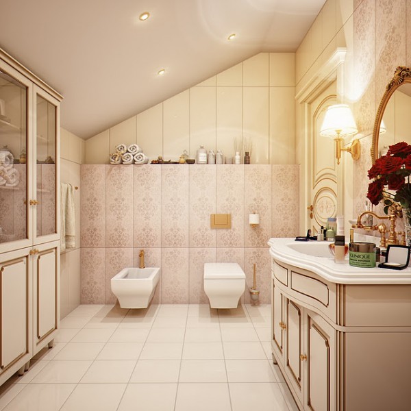 Best Modern Bathroom Design Ideas 2011 for Wide Spaces with Amazing Pattern: modern textured tiled wall bathroom design with luxury nuance