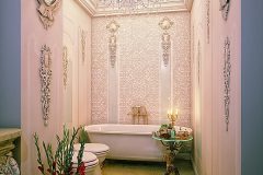 Best Modern Bathroom Ideas Gallery With A Luxury Hanging Lamp And Magnificent Wall Texture