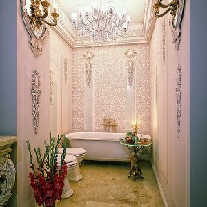 Best Modern Bathroom Ideas Gallery With A Luxury Hanging Lamp And Magnificent Wall Texture 600x600 1