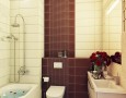 Best Modern Bathroom Design Ideas 2011 for Wide Spaces with Amazing Pattern: brown and white small bathrooms designs with brown tiled wall decoration and white bath up completed with shower