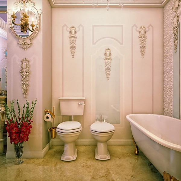luxury designs of small bathrooms with beautiful seamless plant pattern wall decoration