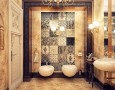 Best Modern Bathroom Design Ideas 2011 for Wide Spaces with Amazing Pattern: modern textured tiled wall bathroom design with luxury nuance