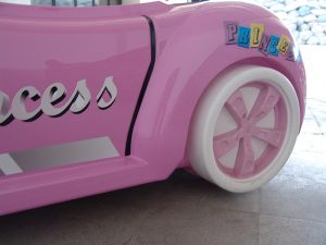 Adorable Pink Princess Lady Bug Girls Race Car Bed