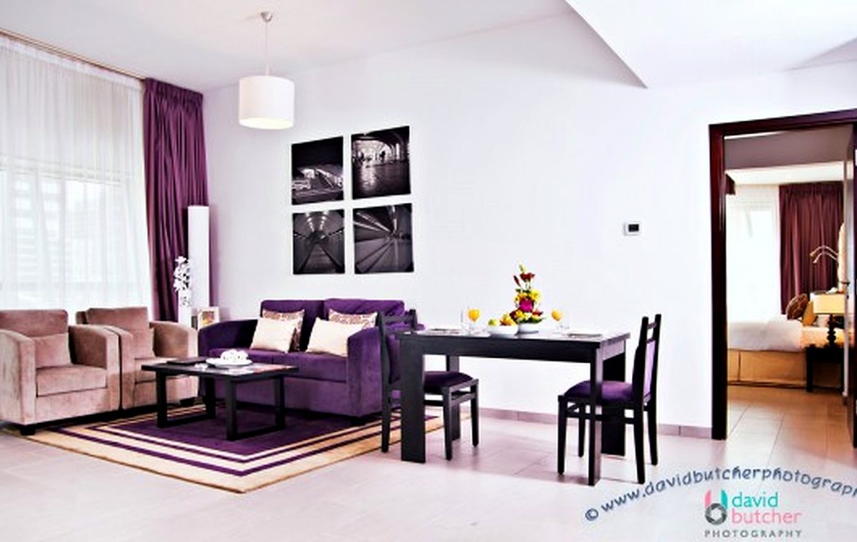 Comfortable Auris Metro Central Hotel Apartments and The Wonderful Purple Interior Designs