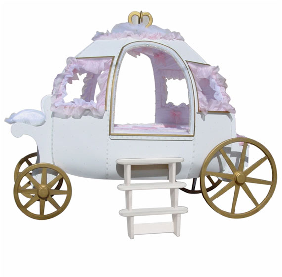 White fun cart bed design for baby's bedroom