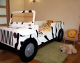 Cool children car beds for toddler boy bedroom design ideas: Amazing safari car bed without roof for your toddler bedroom