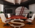 Cool Conference Rooms with the Amazing Table Chair Desigs and Wall Decor: cool-wooden-conference-table-with-dollar-symbol-as-the-feet-and-cool-call-decoration