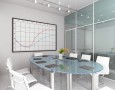 Cool Conference Rooms with the Amazing Table Chair Desigs and Wall Decor: decorating-a-conference-room-with-cool-nuance-and-blue-transparent-oval-table