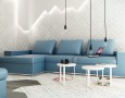 Cool Livingroom Interior Design for Wide Space: Blue sofa in a nice living room interior design