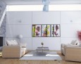 Cool Livingroom Interior Design for Wide Space: good idea for decorating wall with black store in white living room