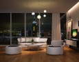 Cool Livingroom Interior Design for Wide Space: modern living room design ideas with white sofa and creative hanging lamp