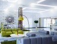 Cool Livingroom Interior Design for Wide Space: white and green living room colors ideas