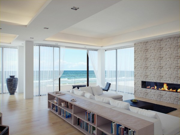 wonderful white living room on the seaside